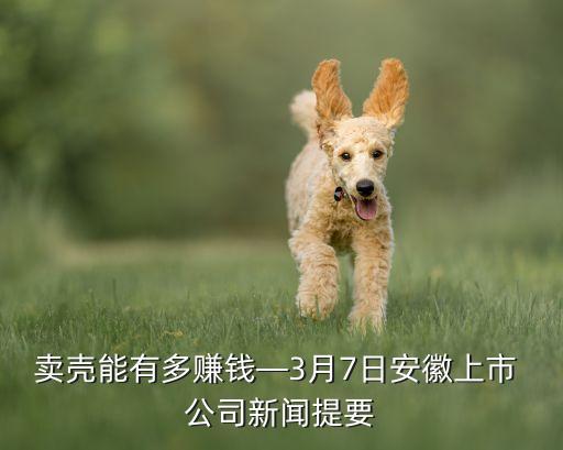 賣殼能有多賺錢(qián)—3月7日安徽上市 公司新聞提要