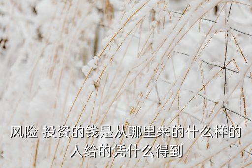 風(fēng)險(xiǎn) 投資的錢是從哪里來的什么樣的人給的憑什么得到