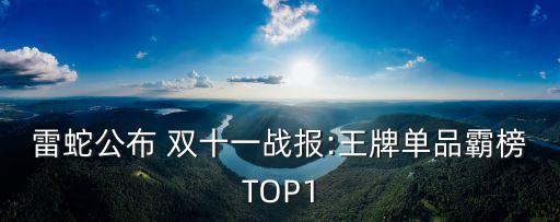 雷蛇公布 雙十一戰(zhàn)報(bào):王牌單品霸榜TOP1