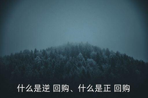 什么是逆 回購、什么是正 回購