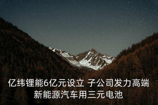 億緯鋰能6億元設(shè)立 子公司發(fā)力高端新能源汽車用三元電池