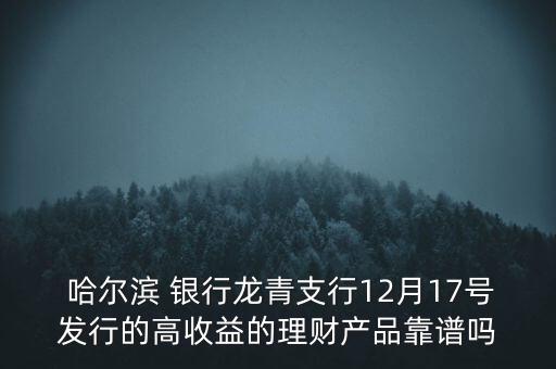  哈爾濱 銀行龍青支行12月17號發(fā)行的高收益的理財產(chǎn)品靠譜嗎