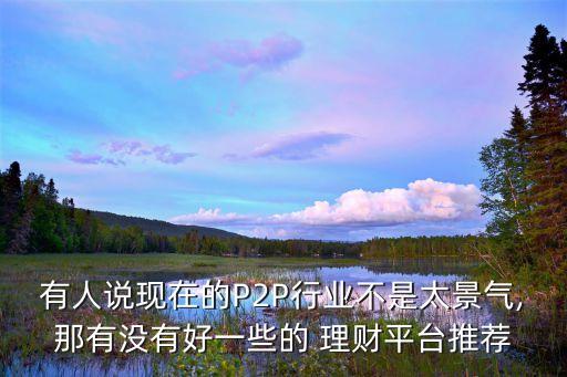 有人說現(xiàn)在的P2P行業(yè)不是太景氣,那有沒有好一些的 理財(cái)平臺(tái)推薦