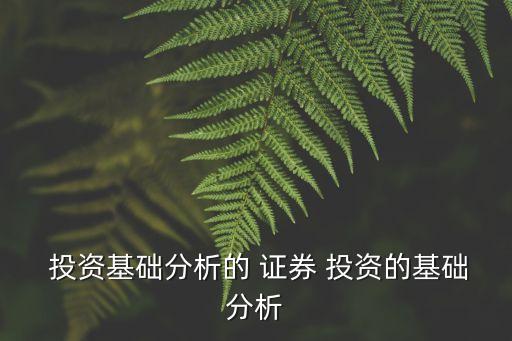  投資基礎(chǔ)分析的 證券 投資的基礎(chǔ)分析