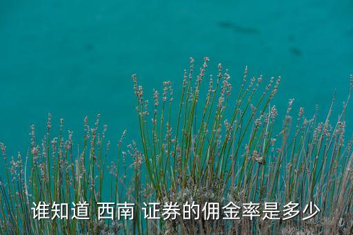 誰(shuí)知道 西南 證券的傭金率是多少