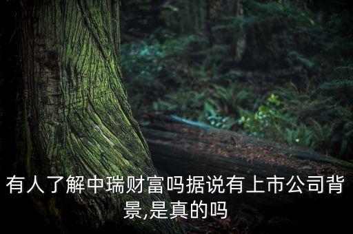 有人了解中瑞財(cái)富嗎據(jù)說(shuō)有上市公司背景,是真的嗎