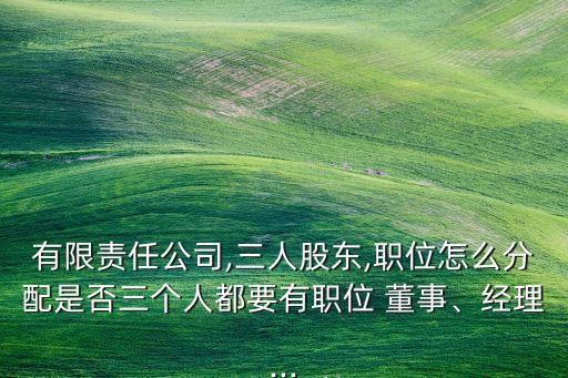 有限責(zé)任公司,三人股東,職位怎么分配是否三個人都要有職位 董事、經(jīng)理...