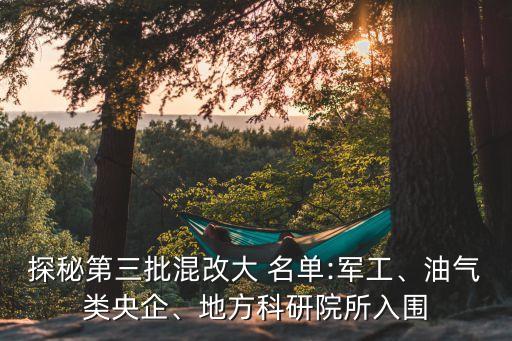 探秘第三批混改大 名單:軍工、油氣類央企、地方科研院所入圍