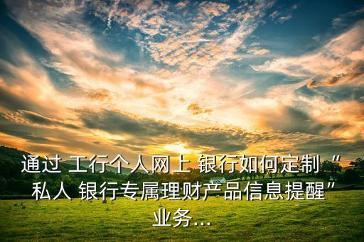 通過 工行個人網(wǎng)上 銀行如何定制“ 私人 銀行專屬理財產(chǎn)品信息提醒”業(yè)務(wù)...