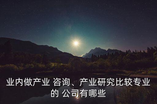 業(yè)內(nèi)做產(chǎn)業(yè) 咨詢、產(chǎn)業(yè)研究比較專業(yè)的 公司有哪些