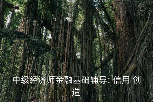 中級經(jīng)濟師金融基礎輔導: 信用 創(chuàng)造