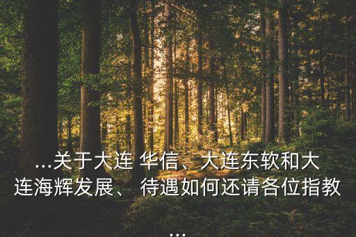 ...關(guān)于大連 華信、大連東軟和大連海輝發(fā)展、 待遇如何還請各位指教...