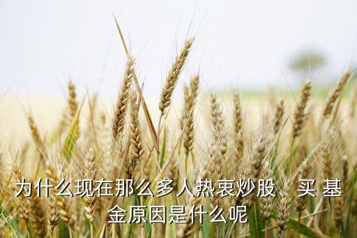 為什么現(xiàn)在那么多人熱衷炒股、買 基金原因是什么呢