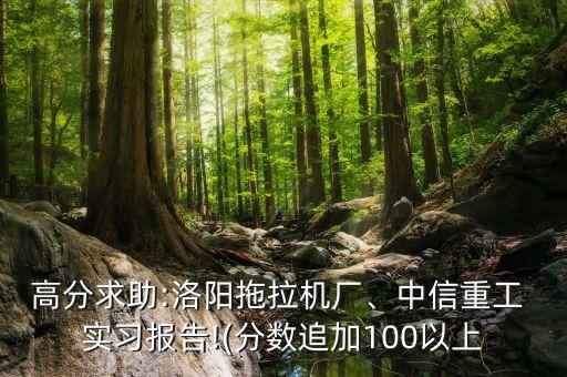 高分求助:洛陽(yáng)拖拉機(jī)廠、中信重工 實(shí)習(xí)報(bào)告!(分?jǐn)?shù)追加100以上
