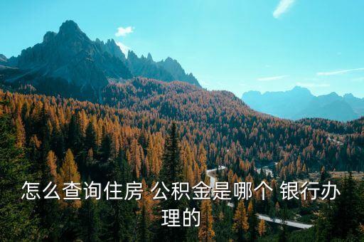 怎么查詢(xún)住房 公積金是哪個(gè) 銀行辦理的