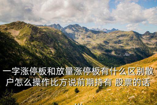 一字漲停板和放量漲停板有什么區(qū)別散戶怎么操作比方說(shuō)前期持有 股票的話...
