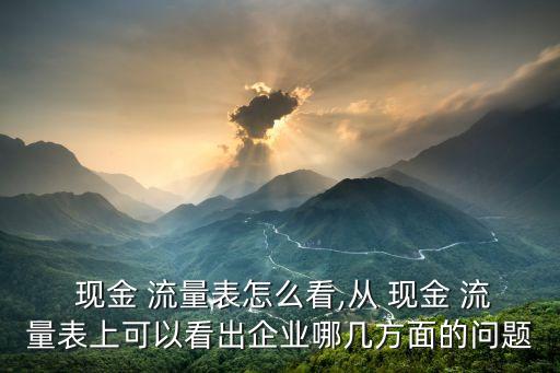  現金 流量表怎么看,從 現金 流量表上可以看出企業(yè)哪幾方面的問題
