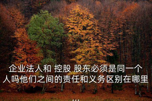 企業(yè)法人和 控股 股東必須是同一個(gè)人嗎他們之間的責(zé)任和義務(wù)區(qū)別在哪里...