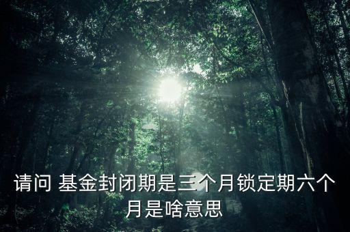 請問 基金封閉期是三個月鎖定期六個月是啥意思