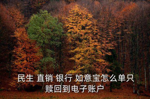  民生 直銷(xiāo) 銀行 如意寶怎么單只贖回到電子賬戶(hù)