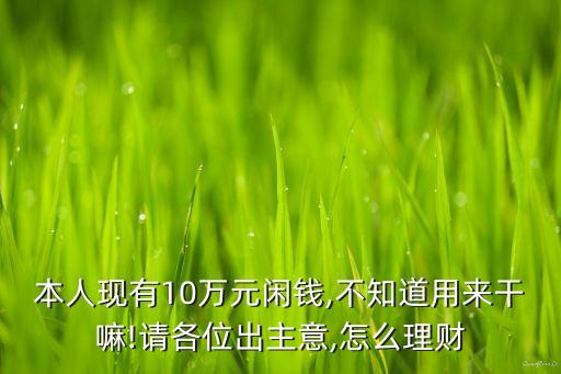 本人現(xiàn)有10萬元閑錢,不知道用來干嘛!請各位出主意,怎么理財