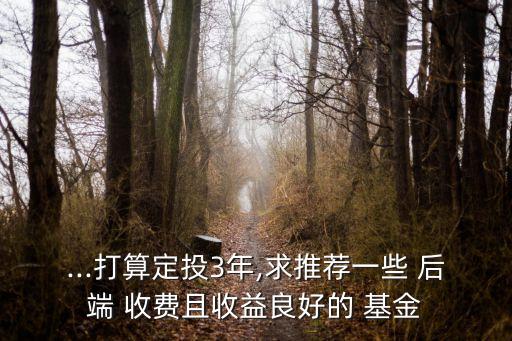 ...打算定投3年,求推薦一些 后端 收費且收益良好的 基金