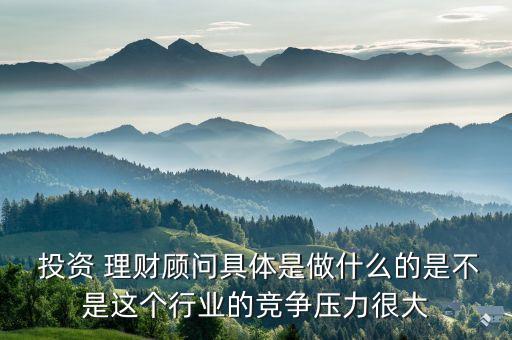  投資 理財(cái)顧問具體是做什么的是不是這個行業(yè)的競爭壓力很大