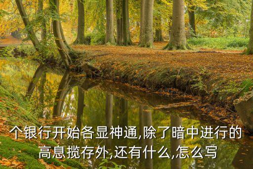個(gè)銀行開始各顯神通,除了暗中進(jìn)行的 高息攬存外,還有什么,怎么寫