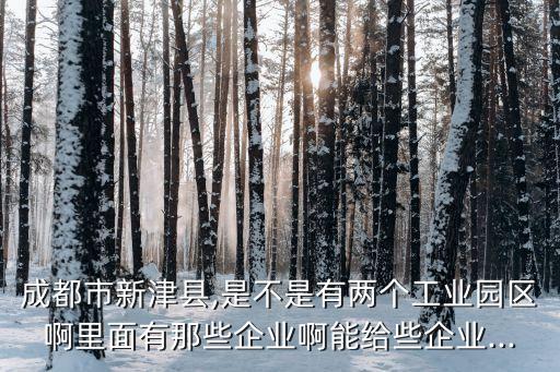 成都市新津縣,是不是有兩個(gè)工業(yè)園區(qū)啊里面有那些企業(yè)啊能給些企業(yè)...