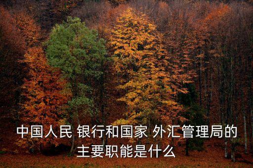中國人民 銀行和國家 外匯管理局的主要職能是什么