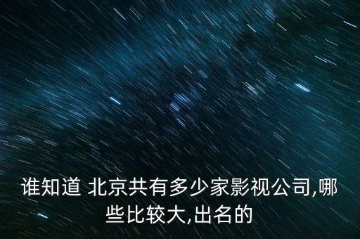 誰知道 北京共有多少家影視公司,哪些比較大,出名的