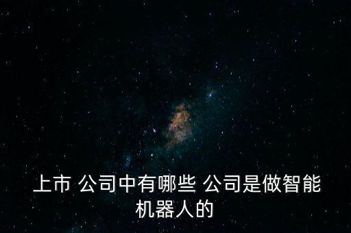  上市 公司中有哪些 公司是做智能機(jī)器人的