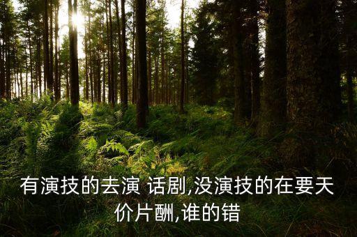 有演技的去演 話劇,沒演技的在要天價片酬,誰的錯