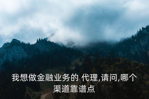 我想做金融業(yè)務(wù)的 代理,請(qǐng)問,哪個(gè)渠道靠譜點(diǎn)