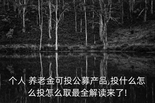 個人 養(yǎng)老金可投公募產品,投什么怎么投怎么取最全解讀來了!