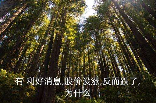 有 利好消息,股價(jià)沒(méi)漲,反而跌了,為什么