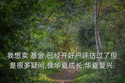 我想賣 基金,已經(jīng)開(kāi)好戶評(píng)估過(guò)了但是很多疑問(wèn),像華夏成長(zhǎng),華夏復(fù)興...