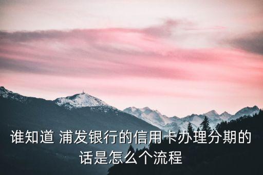 誰(shuí)知道 浦發(fā)銀行的信用卡辦理分期的話(huà)是怎么個(gè)流程