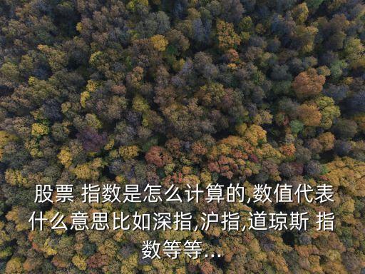  股票 指數(shù)是怎么計(jì)算的,數(shù)值代表什么意思比如深指,滬指,道瓊斯 指數(shù)等等...