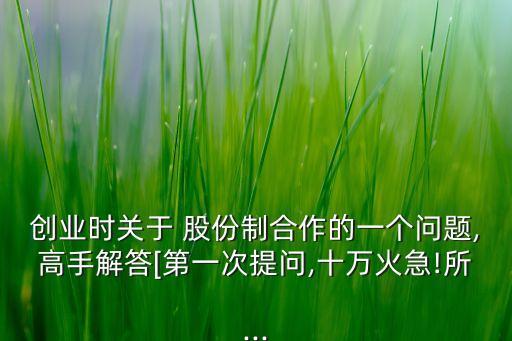 創(chuàng)業(yè)時(shí)關(guān)于 股份制合作的一個(gè)問題,高手解答[第一次提問,十萬火急!所...