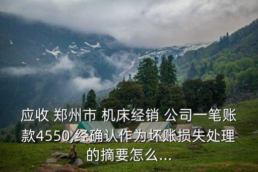 應收 鄭州市 機床經(jīng)銷 公司一筆賬款4550,經(jīng)確認作為壞賬損失處理的摘要怎么...