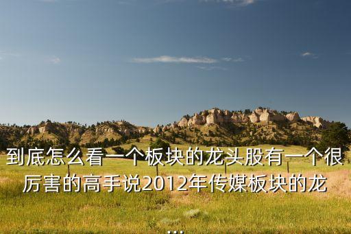 到底怎么看一個(gè)板塊的龍頭股有一個(gè)很厲害的高手說2012年傳媒板塊的龍...