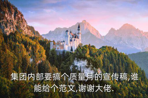  集團(tuán)內(nèi)部要搞個質(zhì)量月的宣傳稿,誰能給個范文,謝謝大佬.