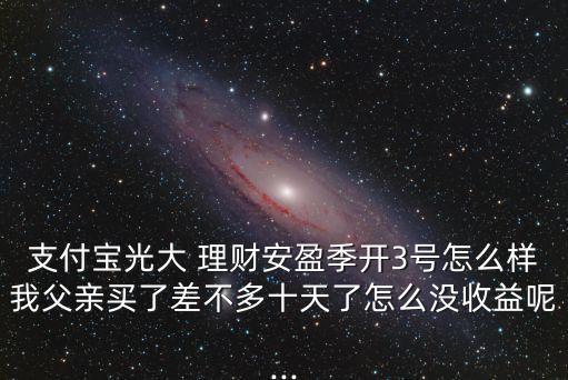 支付寶光大 理財(cái)安盈季開3號(hào)怎么樣我父親買了差不多十天了怎么沒收益呢...