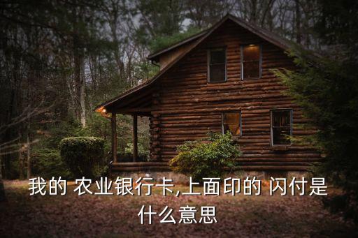 我的 農業(yè)銀行卡,上面印的 閃付是什么意思