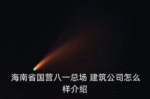  海南省國(guó)營(yíng)八一總場(chǎng) 建筑公司怎么樣介紹