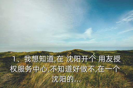 1、我想知道,在 沈陽開個(gè) 用友授權(quán)服務(wù)中心,不知道好做不,在一個(gè) 沈陽的...
