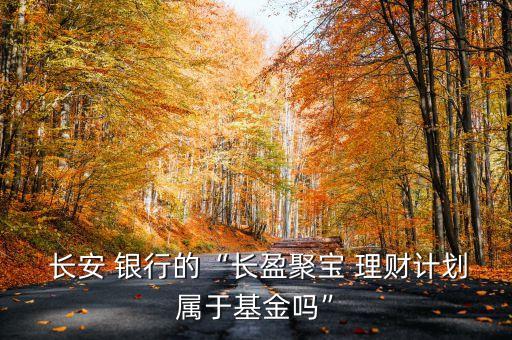  長(zhǎng)安 銀行的“長(zhǎng)盈聚寶 理財(cái)計(jì)劃屬于基金嗎”