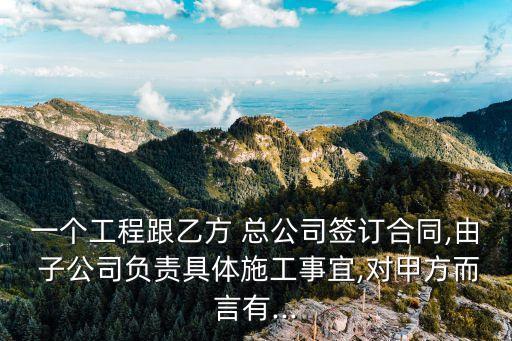 一個工程跟乙方 總公司簽訂合同,由 子公司負責(zé)具體施工事宜,對甲方而言有...