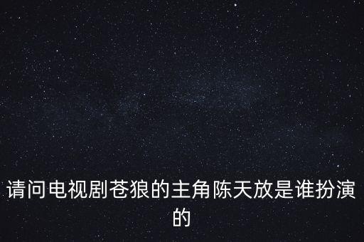 請問電視劇蒼狼的主角陳天放是誰扮演的